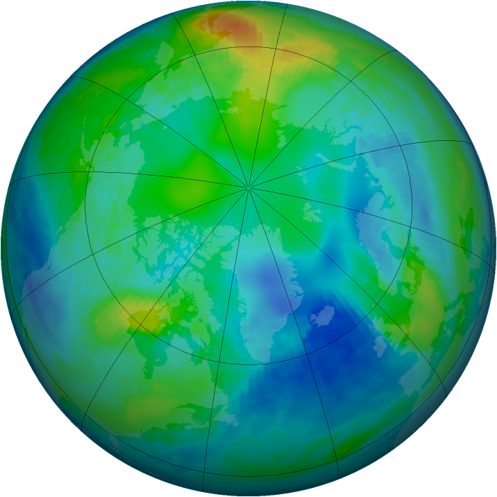 Arctic ozone map for 05 November 1991